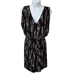 T-bags Los Angeles Black Print Blouson Dress XS Stretch